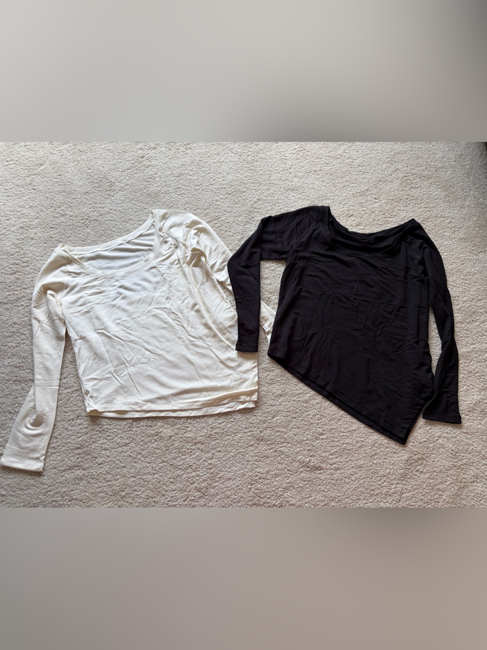 Montiel, bundle of 2 - Women's Long Sleeve Scoop Neck Tee - Black and White.